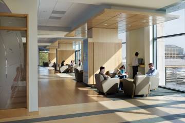 Students study, collaborate in Carey Business School lobby