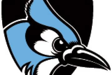 Johns Hopkins blue jay logo with shield